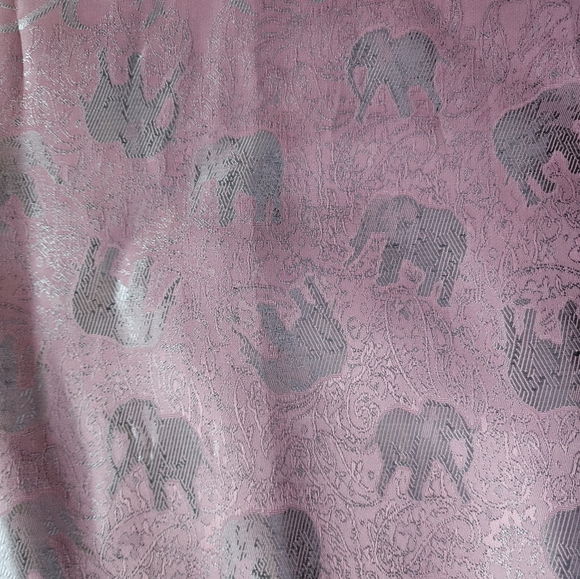 Pink Silk Silver Elephant Fringe Hem Scarf | SZ 72" - Picture 10 of 12